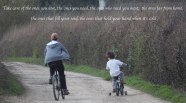 young boys bicycle farmland lane nature